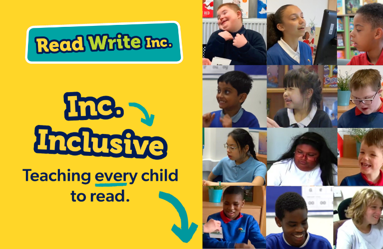 Banner to say that the title of this page is Read Write Inc. followed by the words 'inc means inclusive, teaching every child to read'