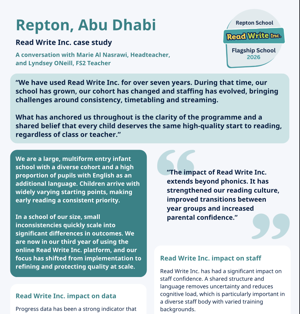 Screenshot of a case study for Repton School