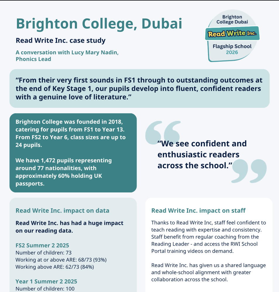 Screenshot of a case study of Brighton college